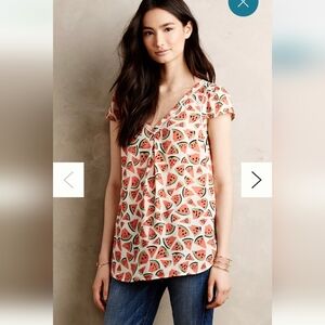 Anthropologie Maeve Watermelon Picnic Days Tee